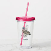 Waterverf Owl | Jouw namen toevoegen Acryl Drinkbeker (Achterkant)
