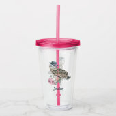 Waterverf Owl | Jouw namen toevoegen Acryl Drinkbeker (Voorkant)