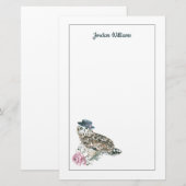 Waterverf Owl | Jouw namen toevoegen Briefpapier (Voorkant / Achterkant)