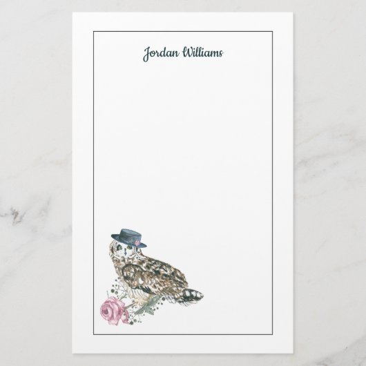 Waterverf Owl | Jouw namen toevoegen Briefpapier (Voorkant)