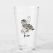 Waterverf Owl | Jouw namen toevoegen Glas (Achterkant)