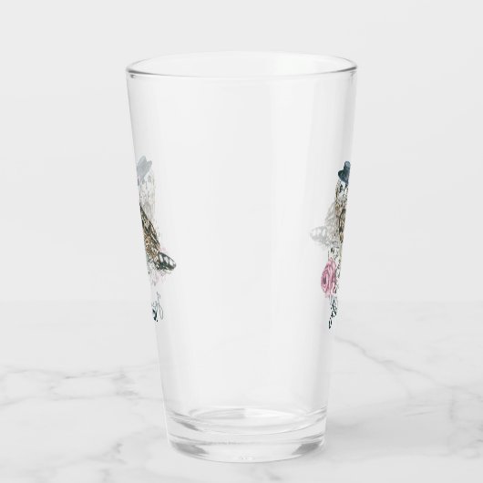 Waterverf Owl | Jouw namen toevoegen Glas (Rechts)