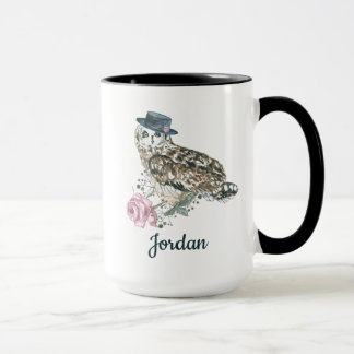 Waterverf Owl | Jouw namen toevoegen Mok