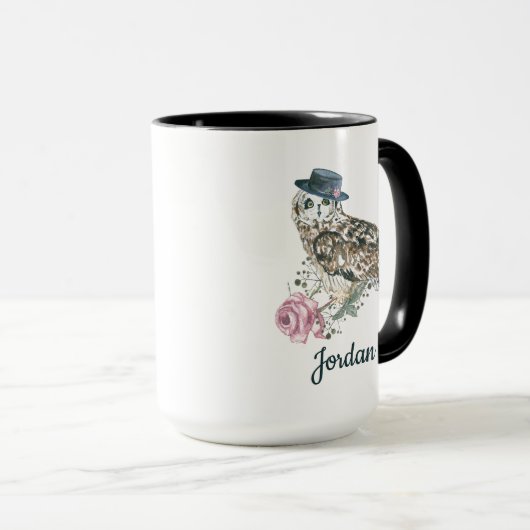 Waterverf Owl | Jouw namen toevoegen Mok (Voorkant rechts)