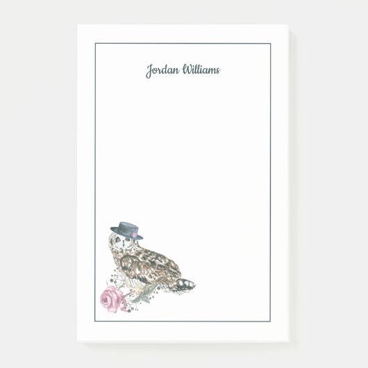 Waterverf Owl | Jouw namen toevoegen Post-it® Notes (Voorkant)