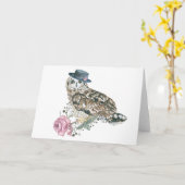 Waterverf Owl Kaart (Gele Bloem)