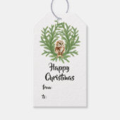 Waterverf Owl Kerstmis Cadeaulabel (Voorkant)