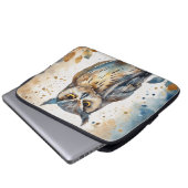 Waterverf Owl Laptop Sleeve (Voorkant onderkant)