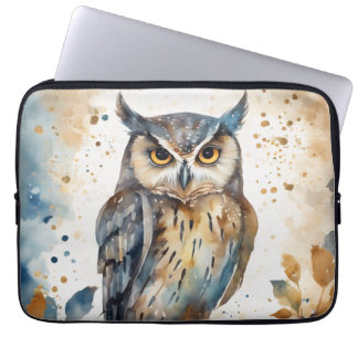 Waterverf Owl Laptop Sleeve