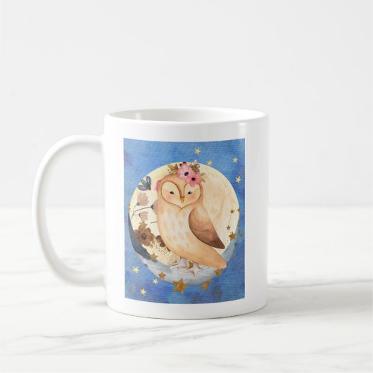 Waterverf Owl met de Mok van de Moon en van de Sta (Links)