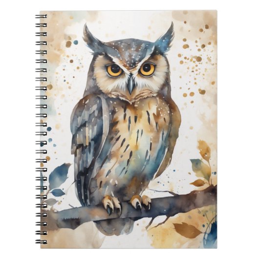 Waterverf Owl Notitieboek (Voorkant)