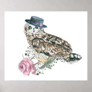 Waterverf Owl Poster