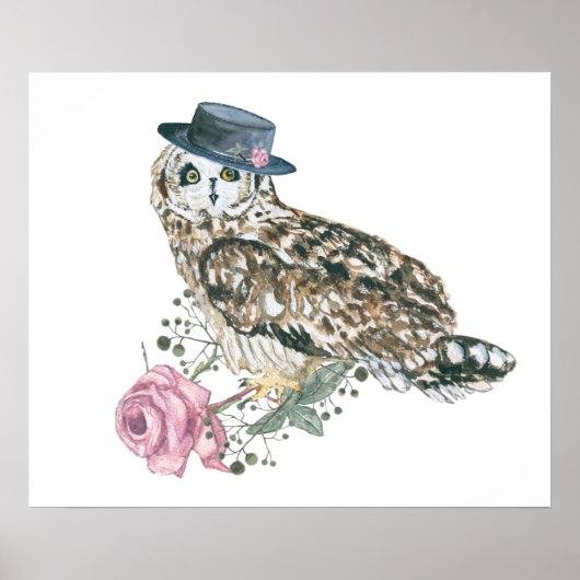 Waterverf Owl Poster (Voorkant)