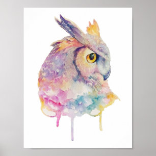 Waterverf Owl Poster