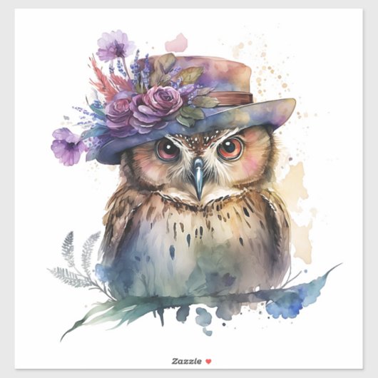 Waterverf Owl Sticker (Vel)