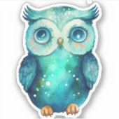 Waterverf Owl Sticker (Voorkant)