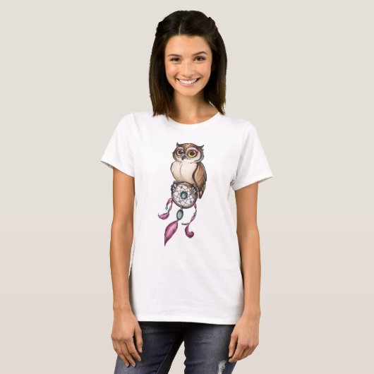 Waterverf Owl T-shirt (Voorkant volledig)