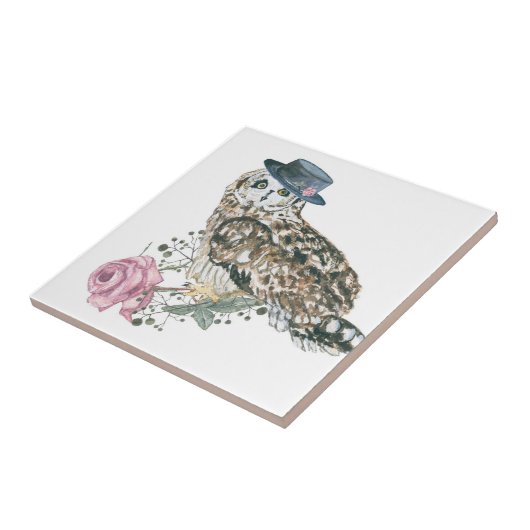 Waterverf Owl Tegeltje (Zijkant)