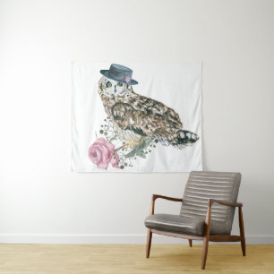 Waterverf Owl Wandkleed