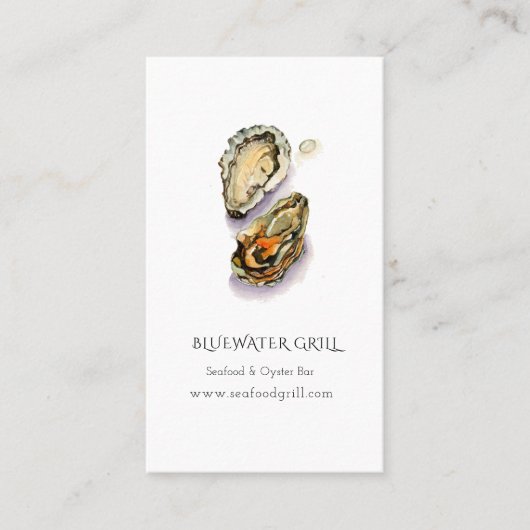 Waterverf Oyster-kok, restaurant-visitekaartje Visitekaartje (Voorkant)
