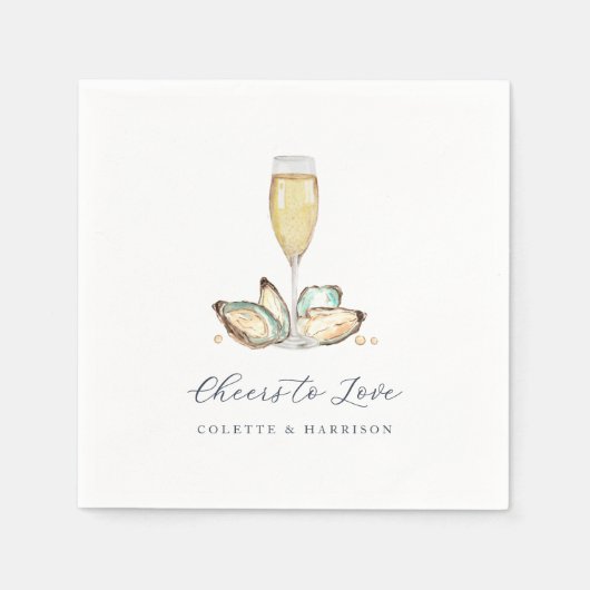 Waterverf Oyster & Pearl "Hoera voor de liefde" Servet (Voorkant)