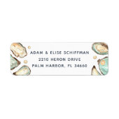 Waterverf Oyster & Pearl Return-adres Etiket (Voorkant)