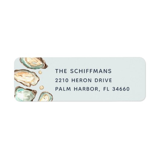 Waterverf Oyster & Pearl Return-adres Etiket (Voorkant)