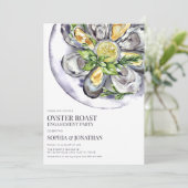 Waterverf Oyster Roast Engagement Party Kaart (Staand voorkant)