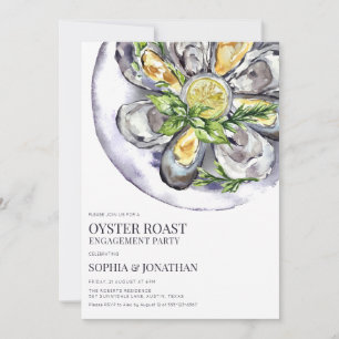 Waterverf Oyster Roast Engagement Party Kaart