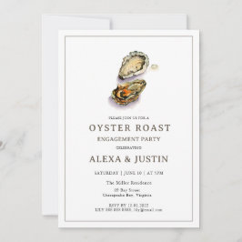 Waterverf Oyster Roast Verlovingspartij Kaart