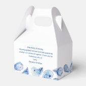 Waterverf Oyster Shell Blauw en Wit Huwelijk Bedankdoosjes (Achterkant)