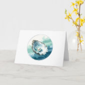 Waterverf Oyster Shell en Pearl Blank Groet Kaart (Gele Bloem)