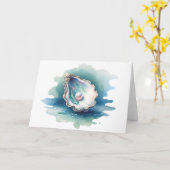Waterverf Oyster Shell met Pearl Blank Groet Kaart (Gele Bloem)