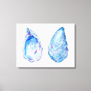 Waterverf Oyster Shells Canvas Afdrukken