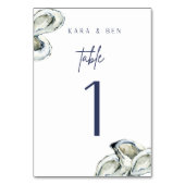 Waterverf Oyster Trouwtafel Nummer Kaart (Voorkant)