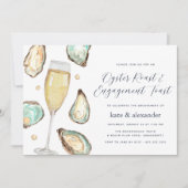 Waterverf Oysters & Champagne Engagement Party Kaart (Voorkant)