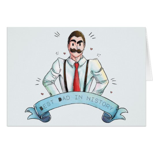 Waterverf pa in Suspenders Vaderdag (Voorkant Horizontaal)