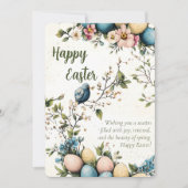 Waterverf paaivogels en eitjes feestdagenkaart (Voorkant)