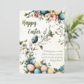 Waterverf paaivogels en eitjes feestdagenkaart (Staand voorkant)