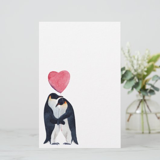 Waterverf Paar Emperor Penguins Briefpapier (Staand voorkant)
