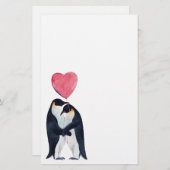 Waterverf Paar Emperor Penguins Briefpapier (Voorkant / Achterkant)
