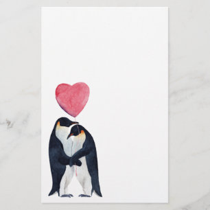 Waterverf Paar Emperor Penguins Briefpapier