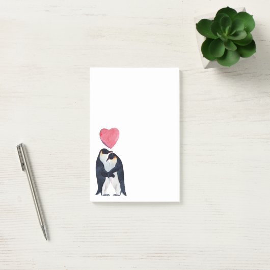Waterverf Paar Emperor Penguins Post-it® Notes (Kantoor)