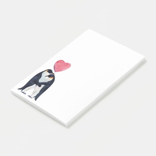 Waterverf Paar Emperor Penguins Post-it® Notes (Schuin)