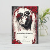 Waterverf Paar en Rozen Gothic Bruiloft Kaart (Staand voorkant)