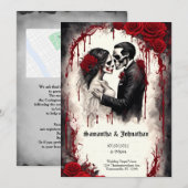 Waterverf Paar en Rozen Gothic Bruiloft Kaart (Voorkant / Achterkant)