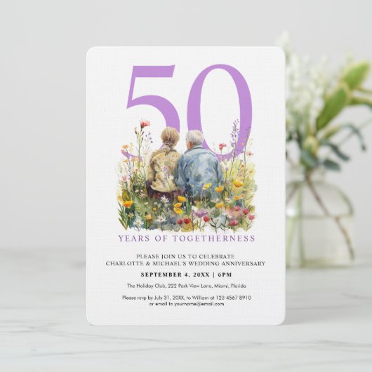 Waterverf Paar Liefde Romance Bruiloft Jubileum Kaart (Staand voorkant)