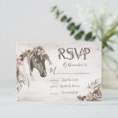Waterverf Paard Bloemen antwoordkaarten RSVP (Staand voorkant)