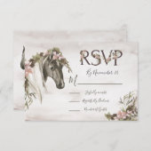 Waterverf Paard Bloemen antwoordkaarten RSVP (Voorkant / Achterkant)