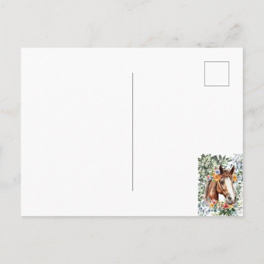 Waterverf Paard Bloemen Custom Foto Baby shower Briefkaart (Achterkant)